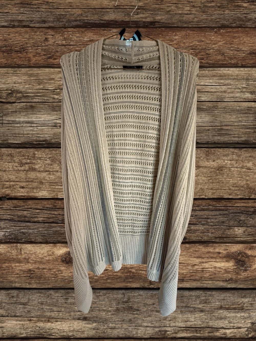 NIC+ZOE open-front pointelle knit waterfall cardigan